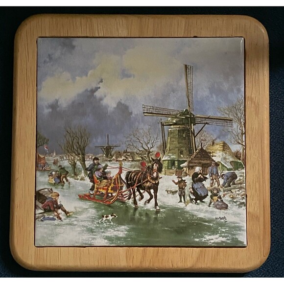 VTG Holland Ter Steege BV Tile Wood Decor Farm Windmill J.C. Van Hunnik Dutch - Picture 1 of 8